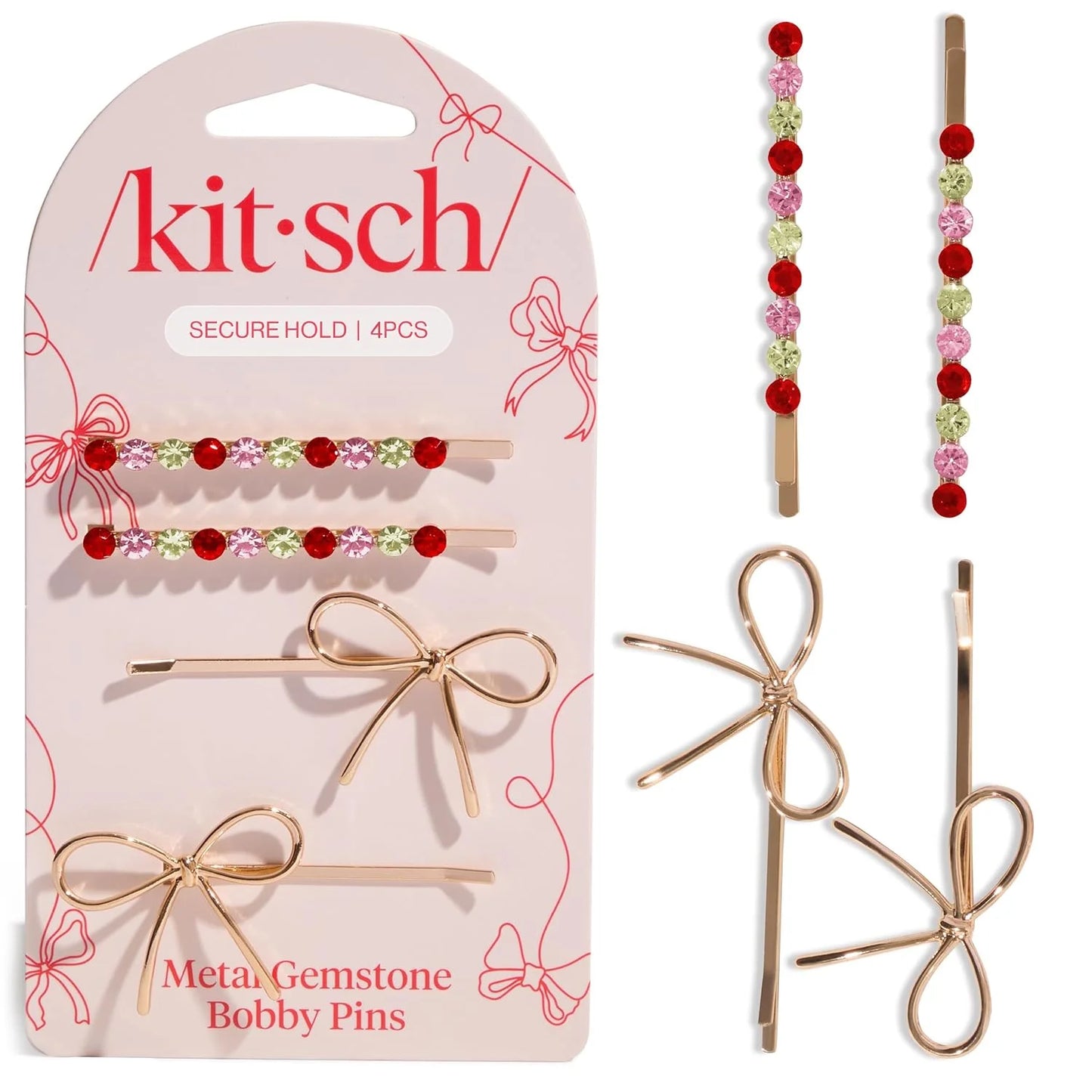 Kitsch Spiral Bobby Pins - Hair Accessories For Women - Brown, 3pcs