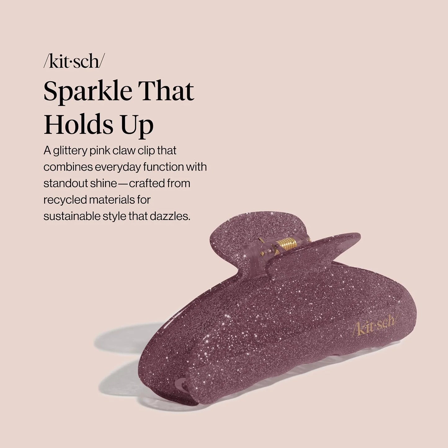 Kitsch Pink Glitter Hair Clip for Women - 1pc