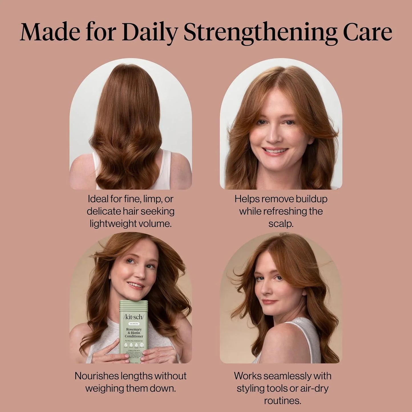 Kitsch Rosemary & Biotin Conditioner for Hair Growth – Made in USA, 12 oz