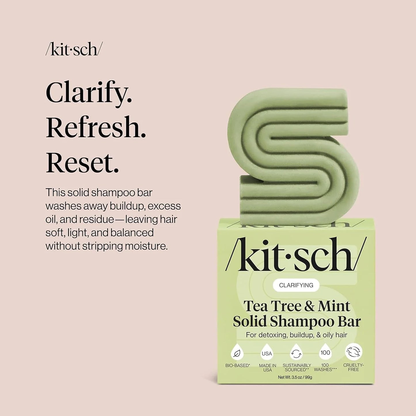 Kitsch Argan Oil Shampoo Bar Soap for Hair Growth - Made in USA, 3.2 oz