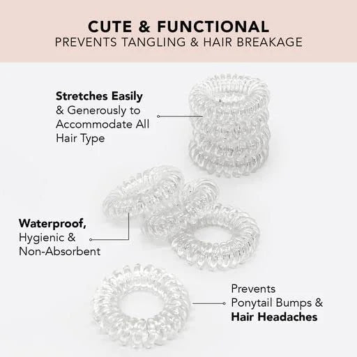 Kitsch Spiral Hair Ties for Women | Ponytail Holders - Brunette, 8 Pcs