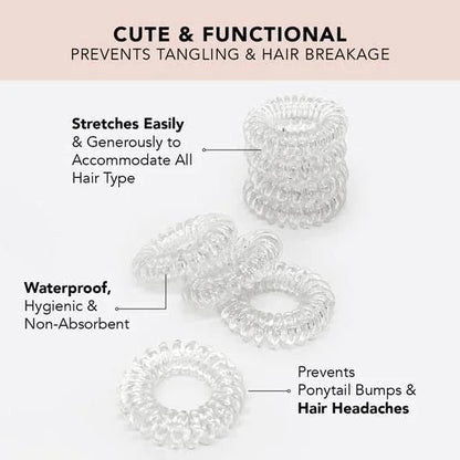 Kitsch Spiral Hair Ties for Women | Ponytail Holders - Brunette, 8 Pcs