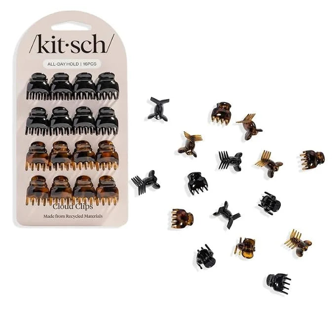 Kitsch Mini Claw Clips for Women - Tortoise & Black, 6pcs