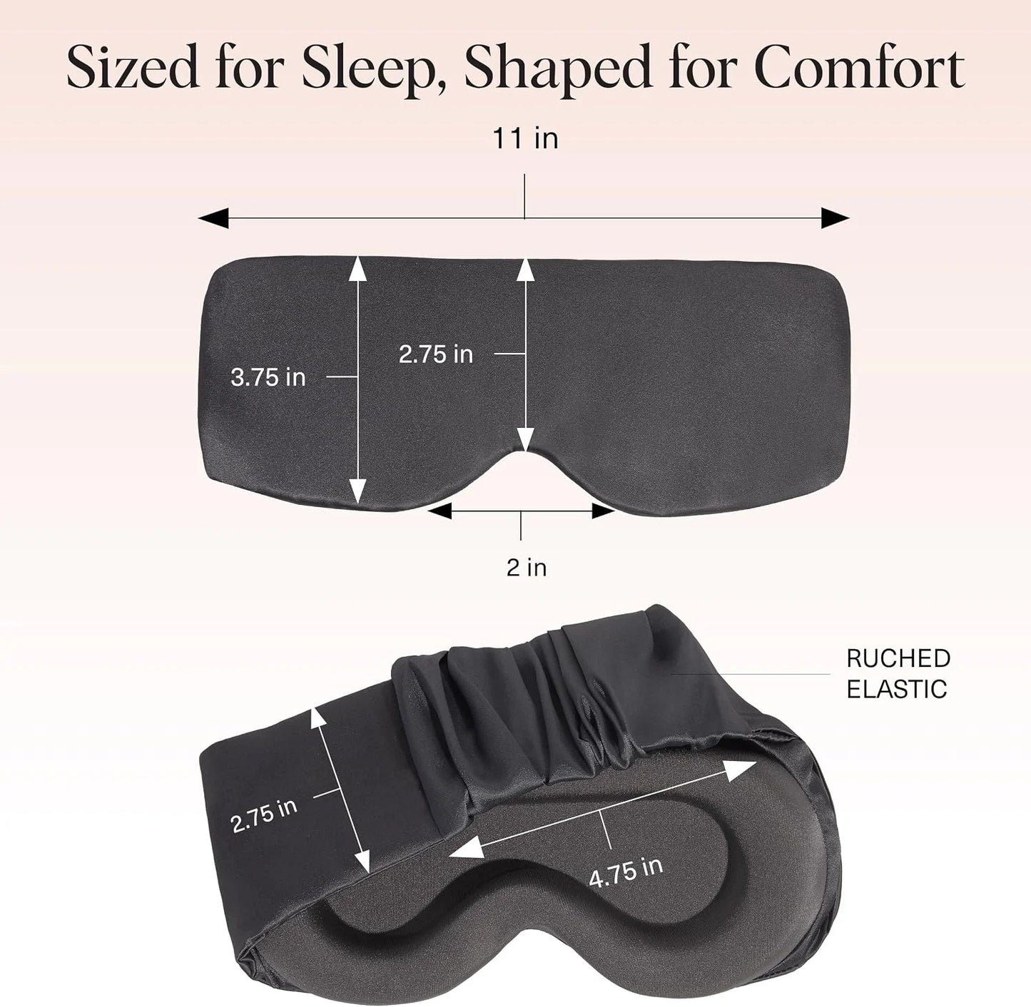 Kitsch Contour Satin Sleep Mask | Eye Masks for Sleep - Charcoal