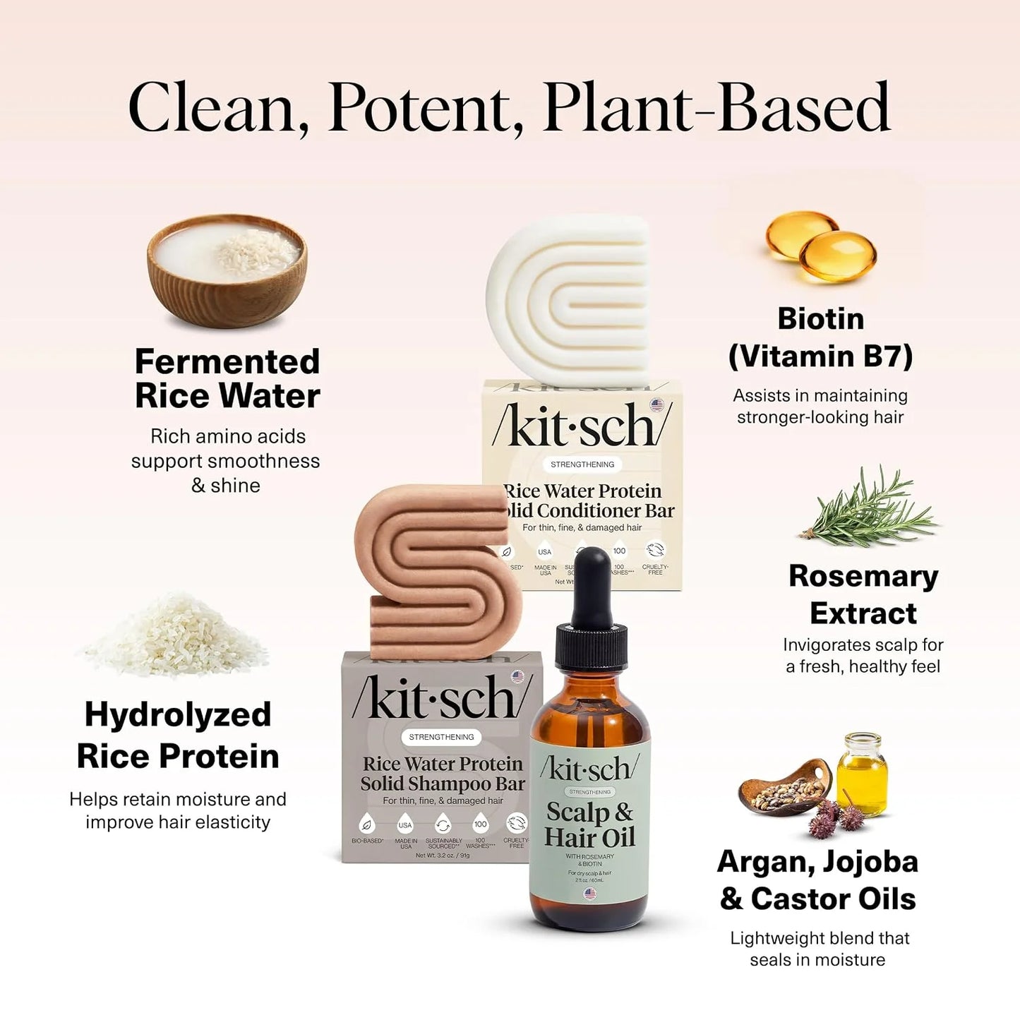 Kitsch Rosemary & Biotin Shampoo and Conditioner Set for Hair Growth