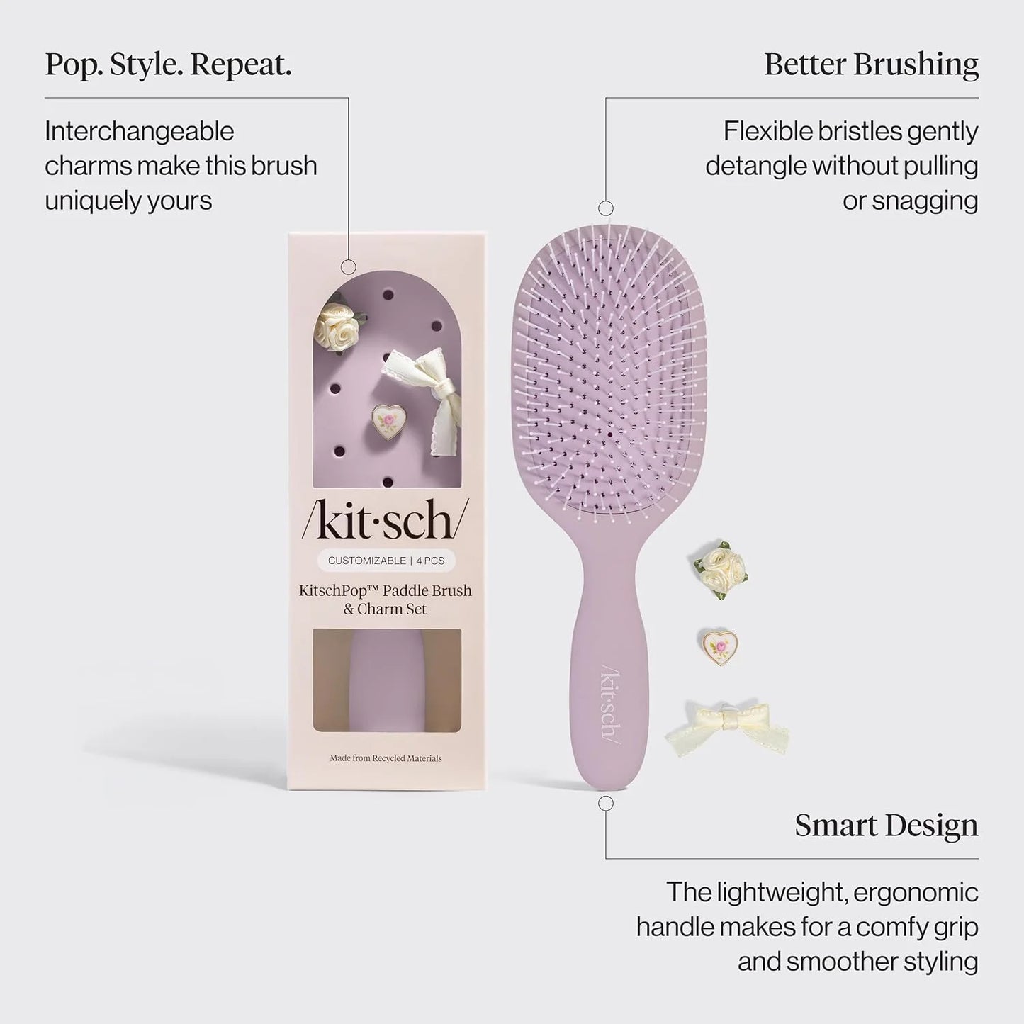 KitschPop™ Paddle Brush | Hair Brushes for Women – Haze Blue