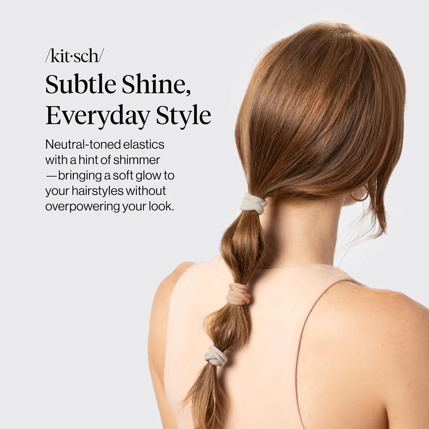 Kitsch Ribbed Hair Ties No Damage - Blush, 10pcs