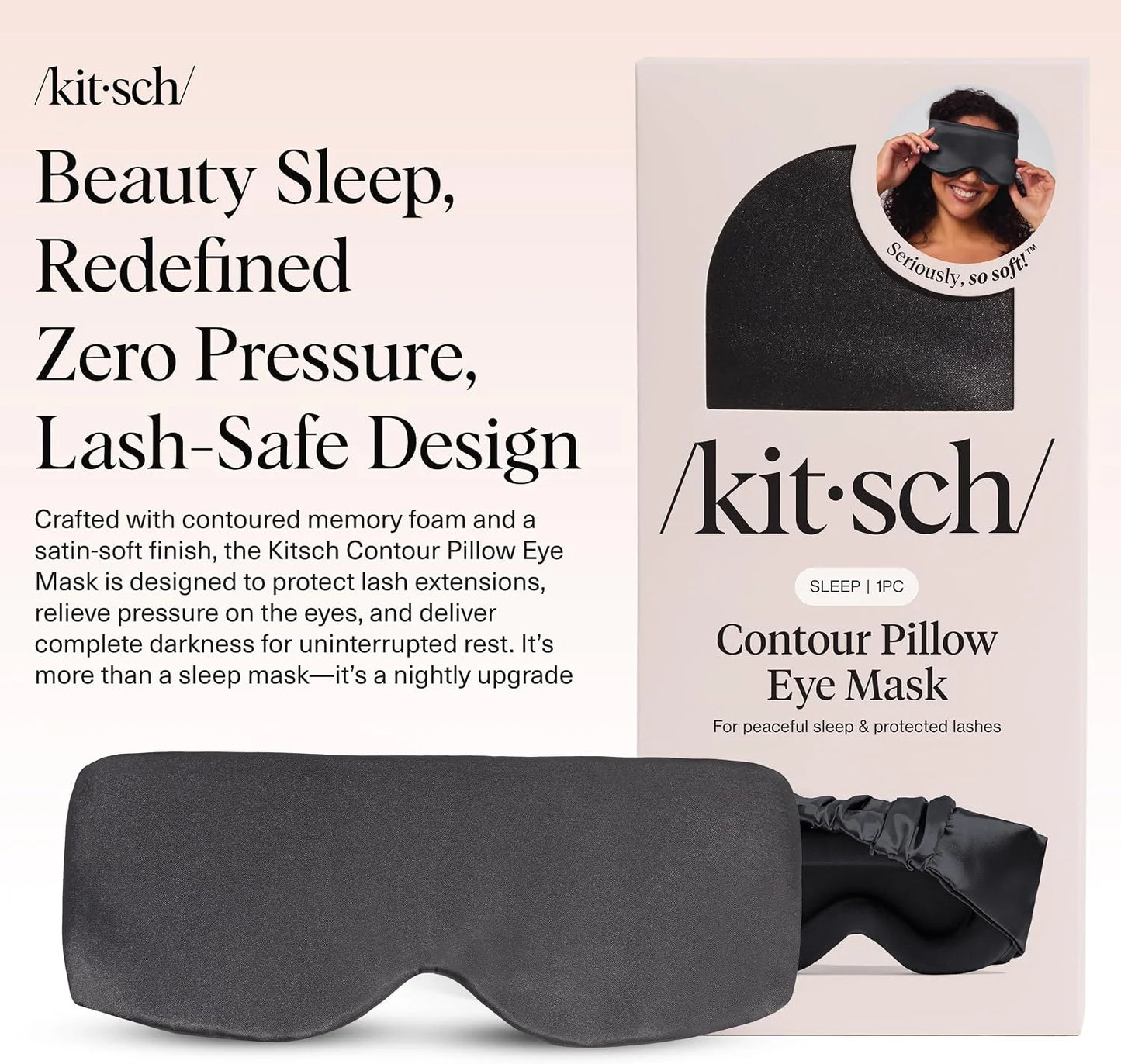 Kitsch Contour Satin Sleep Mask | Eye Masks for Sleep - Charcoal