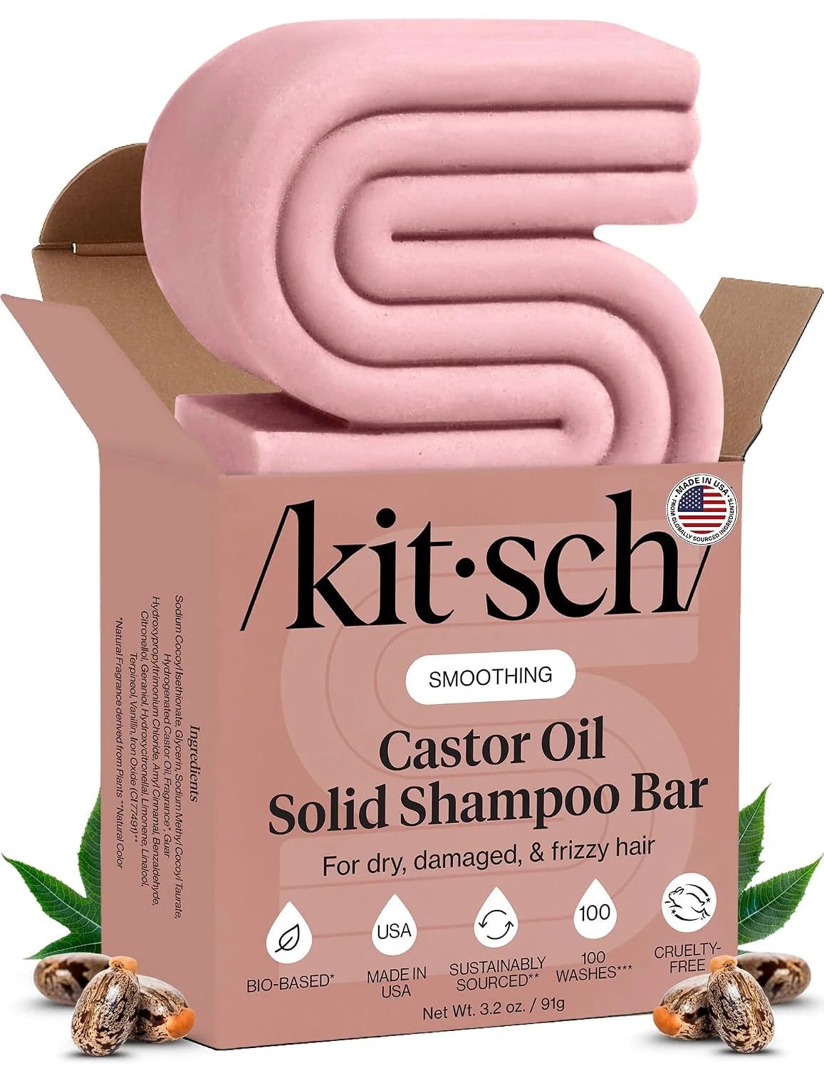 Kitsch Argan Oil Shampoo Bar Soap for Hair Growth - Made in USA, 3.2 oz