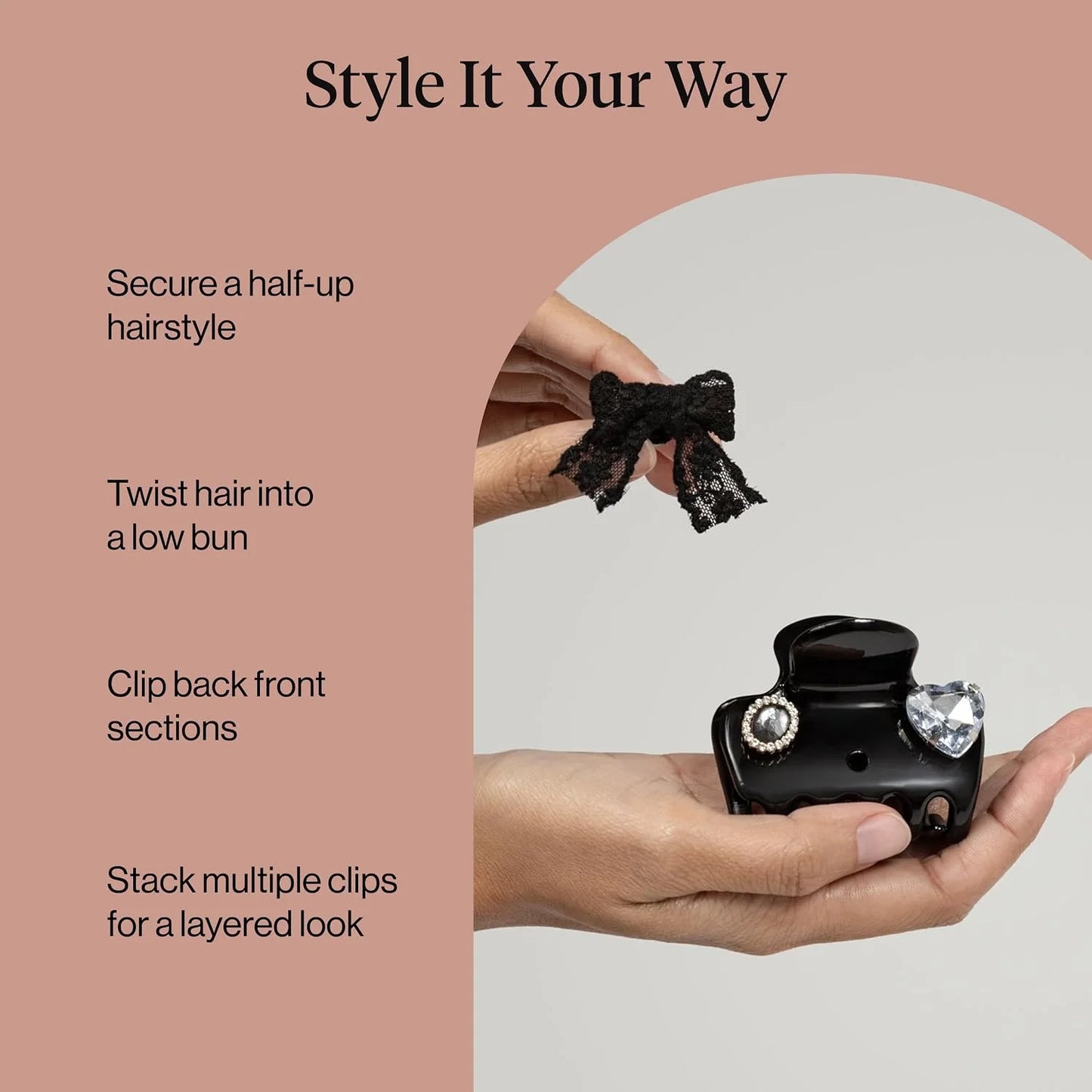 Kitsch Plastic Puffy Claw Clip - Hair Accessories For Women- Chocolate, 1pc