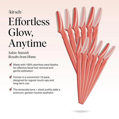 Kitsch Dermaplane Razor for Women Face – Terracotta, 6 pcs