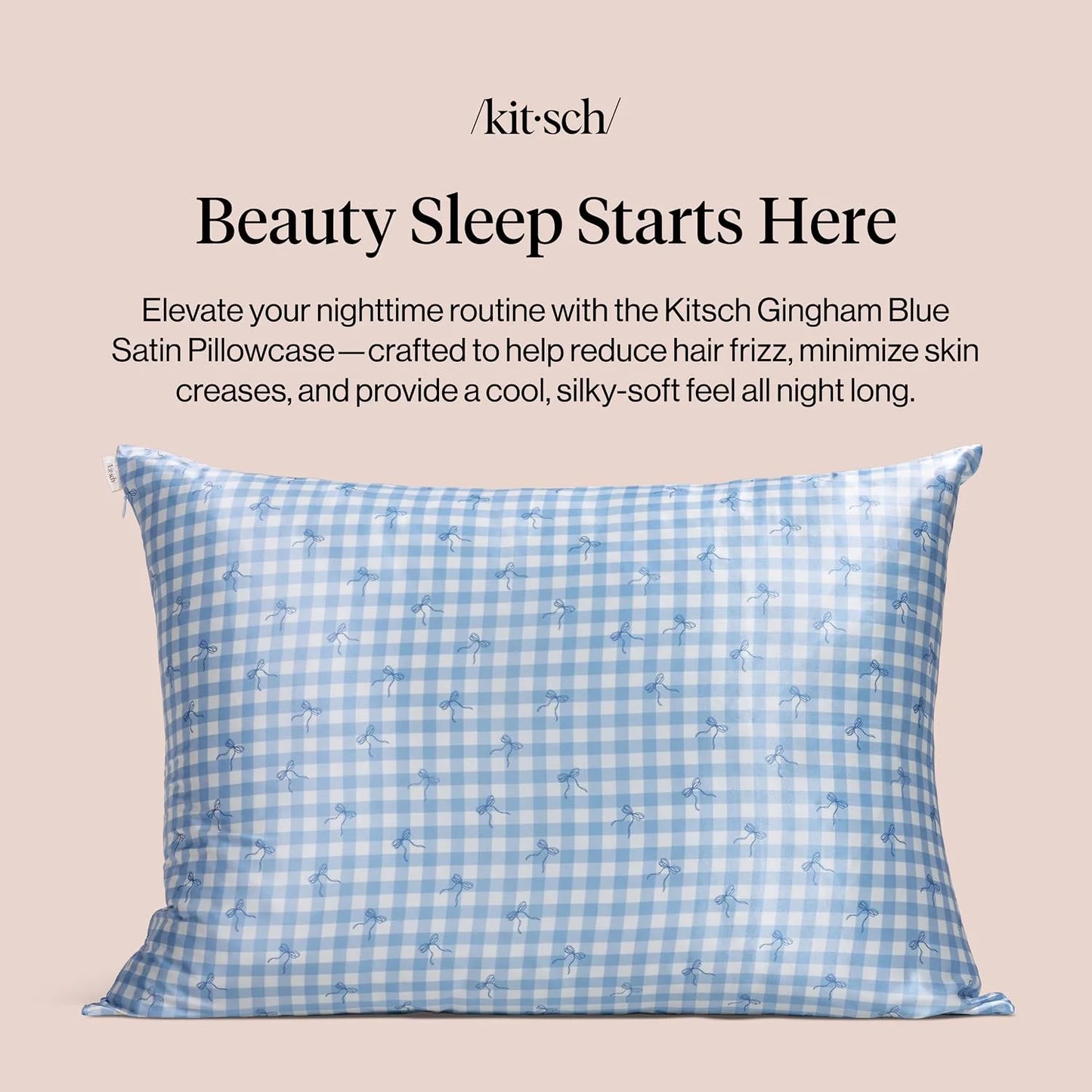 Kitsch Satin Pillowcase with Zipper - Standard Size, Haze Blue