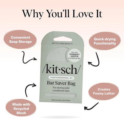 Kitsch Soap Saver Bag – Patented Mesh Bag Soap Holder with Tag Identifier