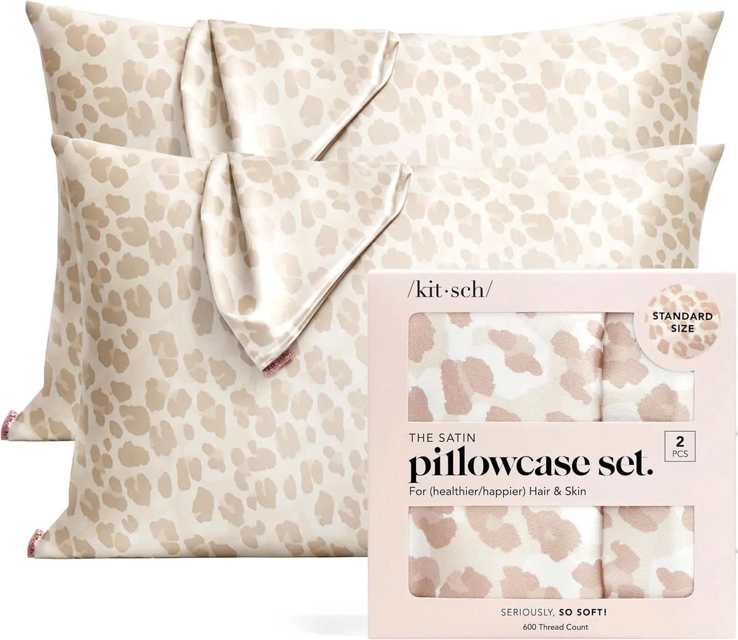 Kitsch Satin Pillowcase with Zipper - Standard Size, Haze Blue