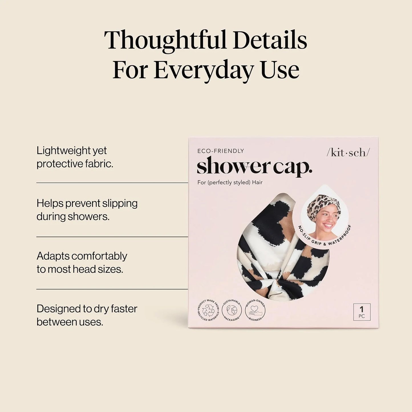 Kitsch Luxury Large Shower Cap for Women - Cherry Print