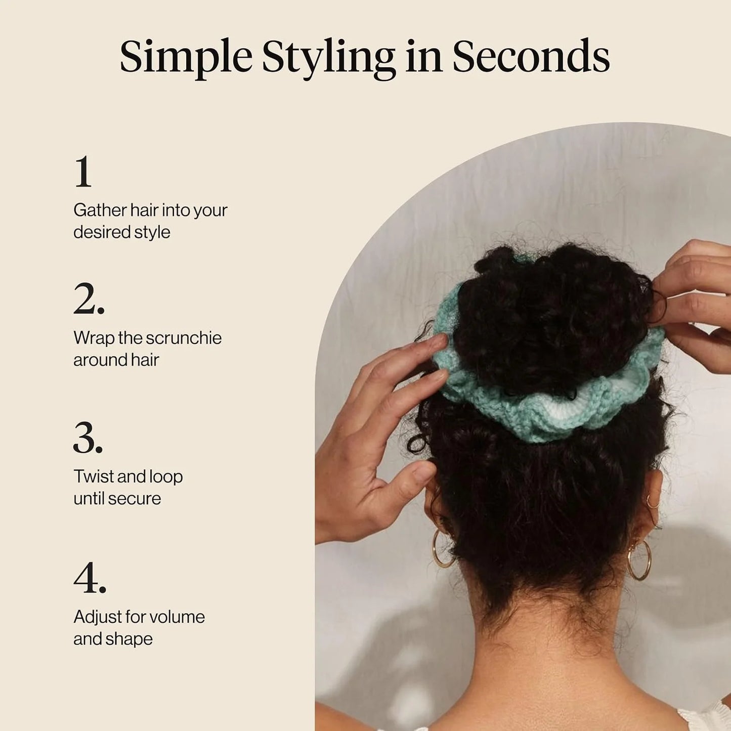 Kitsch Crochet Hair Scrunchie For Women - Seafoam Blue, 1pc