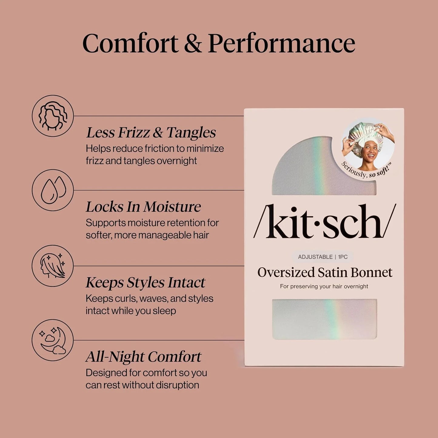 Kitsch XL Satin Bonnet for Sleeping - Aura