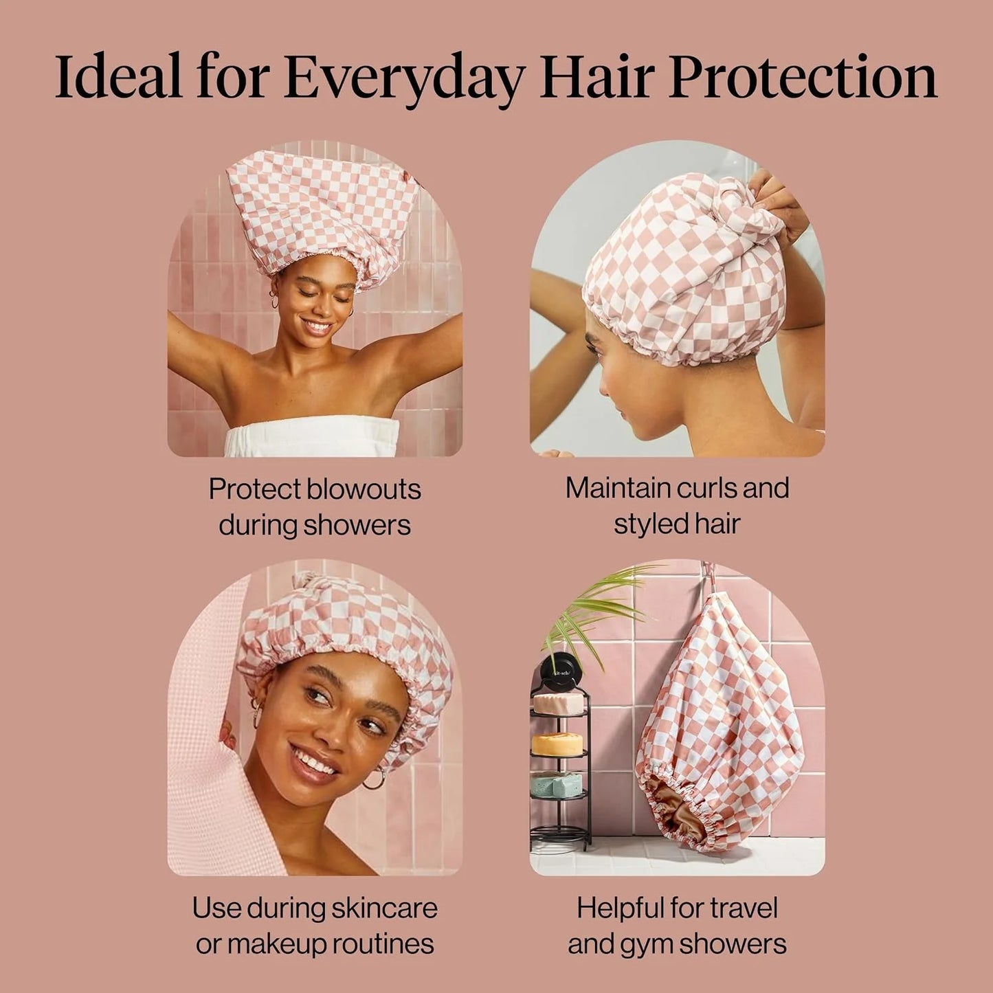Kitsch Luxury Large Shower Cap for Women - Cherry Print