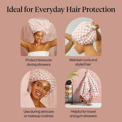 Kitsch Luxury Large Shower Cap for Women - Cherry Print