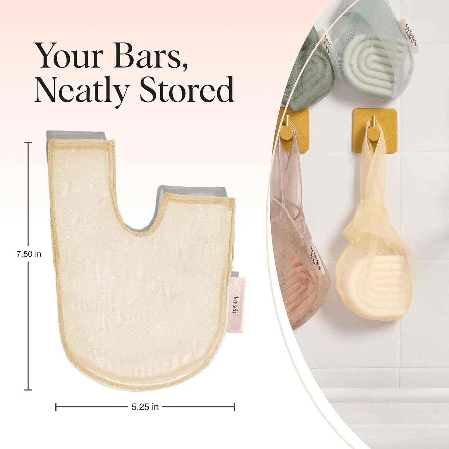 Kitsch Soap Saver Bag – Patented Mesh Bag Soap Holder with Tag Identifier