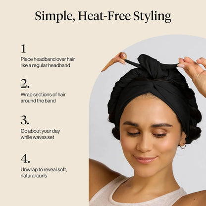 Kitsch Set & Flow Active Heatless Curling Headband For Women - Black, 1pc