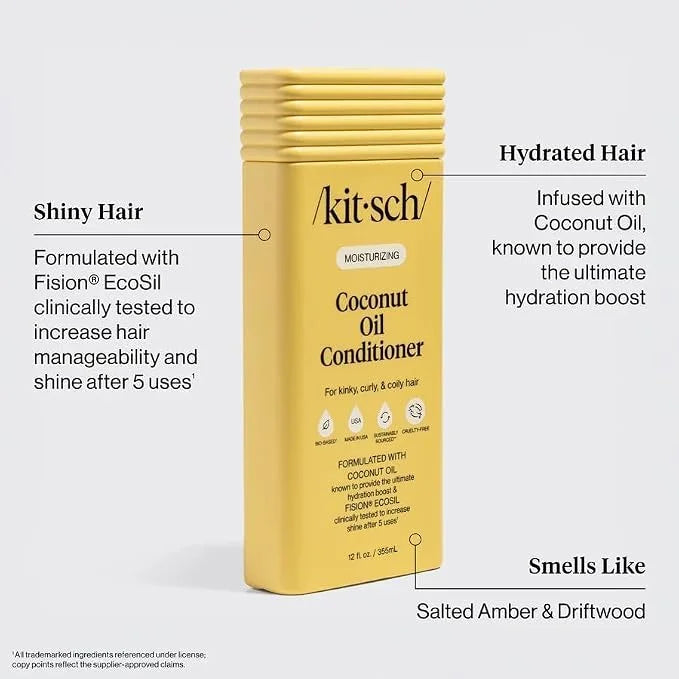 Kitsch Coconut Oil Hair Conditioner for Women & Men – Made in USA – 12 oz