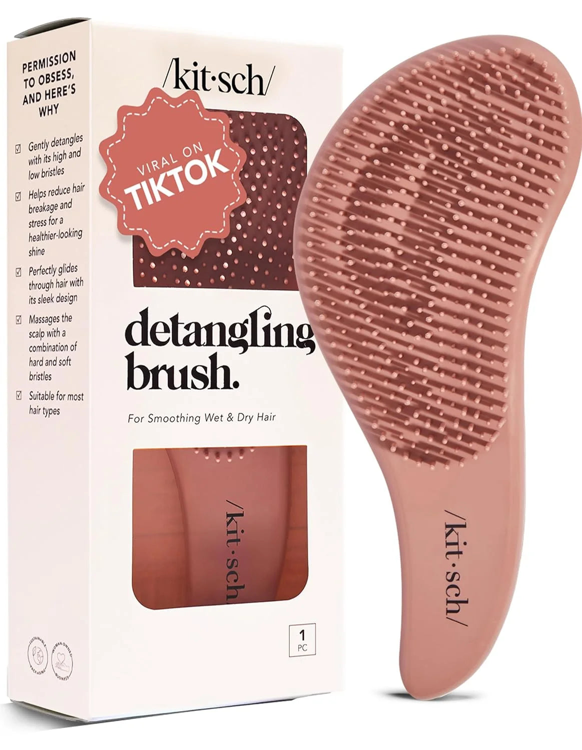 Kitsch Detangle Brush – Gentle Curly Hair Brush All Hair Types - Haze Blue