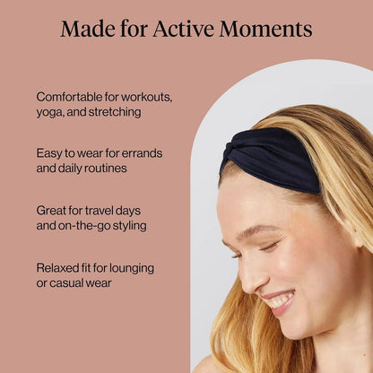 Kitsch Wide Headbands for Women Non Slip - Black and Camel, 2pcs