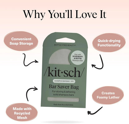 Kitsch Soap Saver Bag – Patented Mesh Bag Soap Holder with Tag Identifier