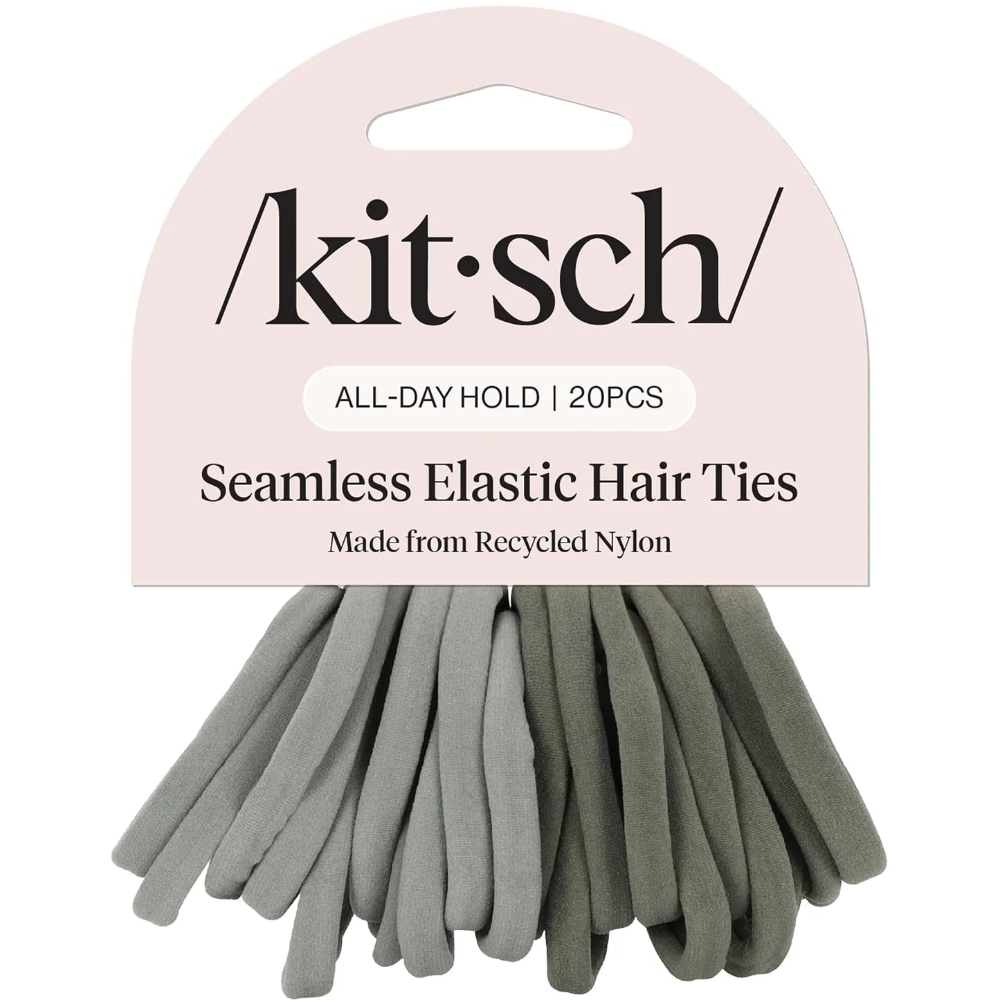 Kitsch Ribbed Hair Ties No Damage - Blush, 10pcs