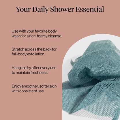 Kitsch African Net Sponge – Exfoliating Body Scrubber – Aqua Grey, 3 Pcs