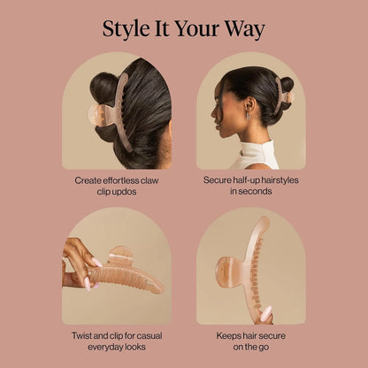 Kitsch Arched Hair Clips For Women - Large, Soft Pink, 1pc