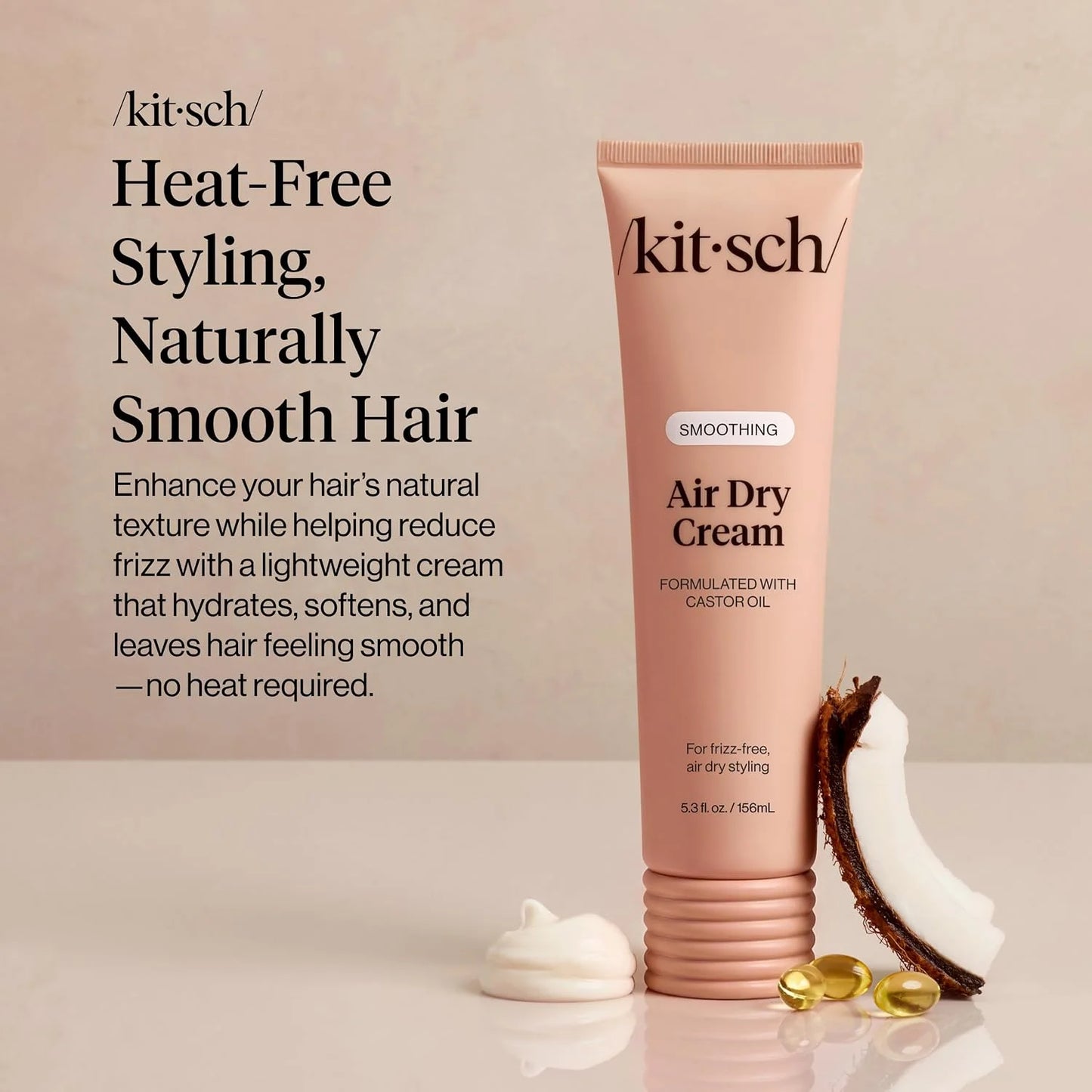 Kitsch Smoothing Air Dry Cream – With Castor Oil & Coconut Oil - 5 oz