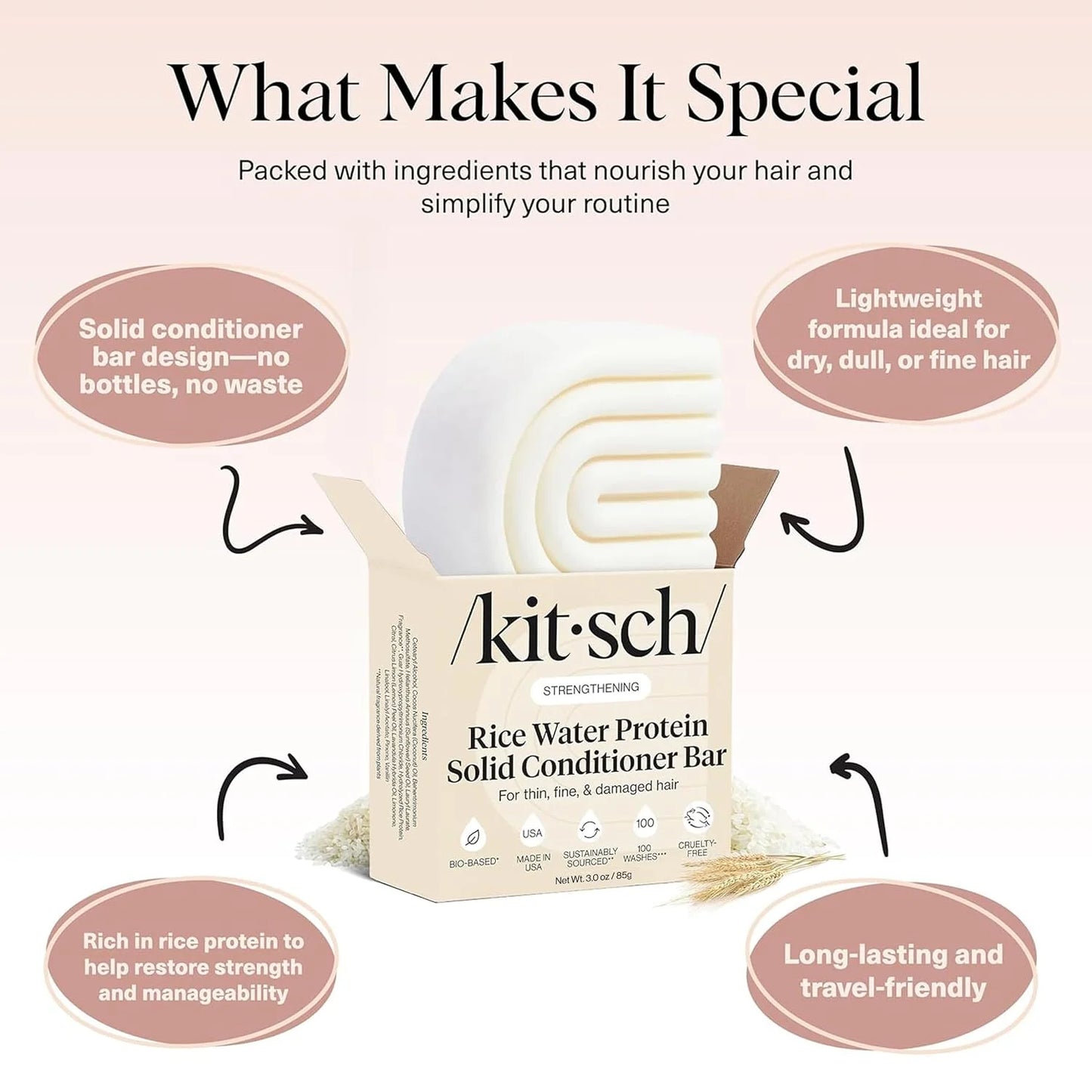 Kitsch Rice Water Conditioner Bar Soap for Hair Growth - 3 oz