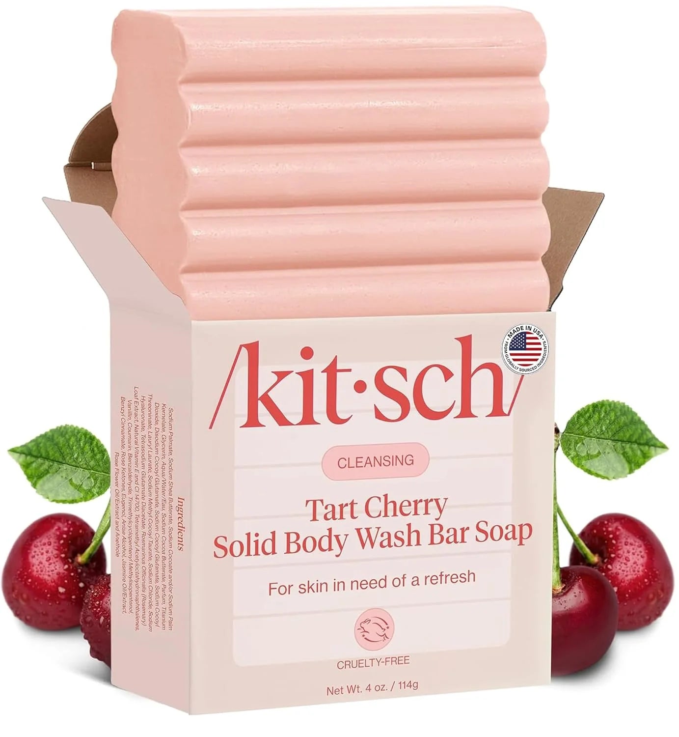Kitsch Charcoal Soap Body Wash Bar for Cleansing – Made in USA, 4 oz