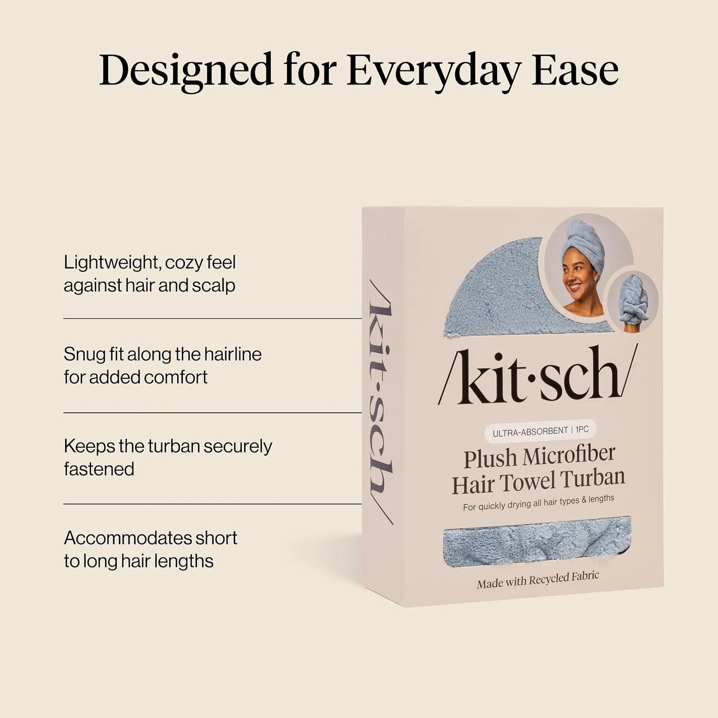 Kitsch XL Microfiber Hair Towel Wrap for Women