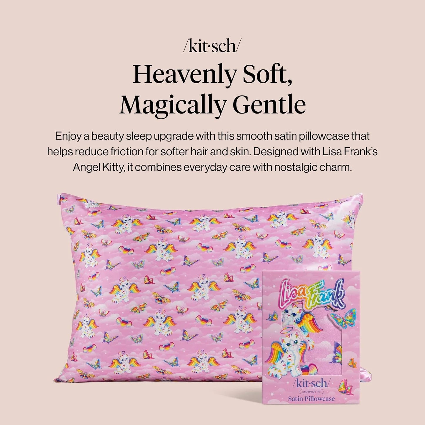 Lisa Frank x Kitsch Satin Pillowcase, Size 19x36 - Rainbow Leopard