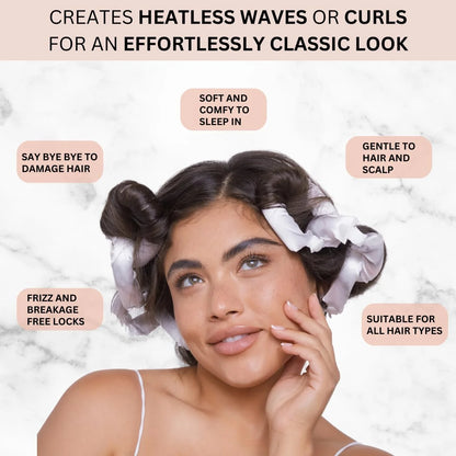 Kitsch Satin Pillow Rollers Flexi Rods, Heatless Curling Rod - 6pcs Marble