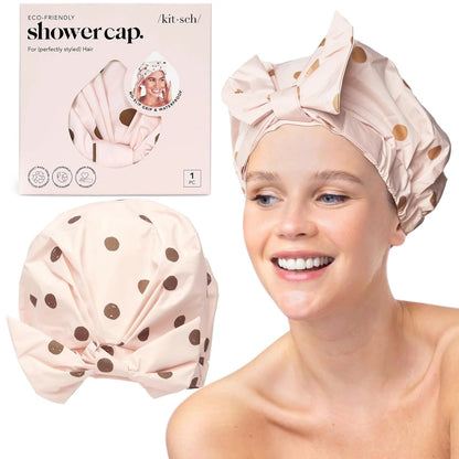 Kitsch Luxury Large Shower Cap for Women - Cherry Print