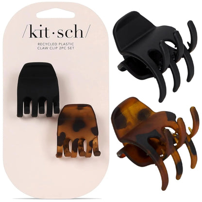 Kitsch Mini Claw Clips for Women - Tortoise & Black, 6pcs