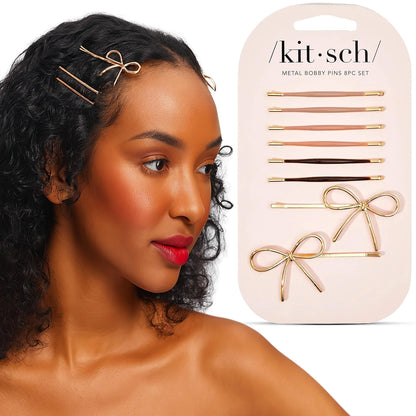 Kitsch Spiral Bobby Pins - Hair Accessories For Women - Brown, 3pcs