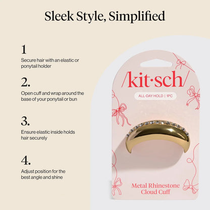 Kitsch Medium Hair Cuffs Hair Ties For Women - Black and Tort, 2pcs