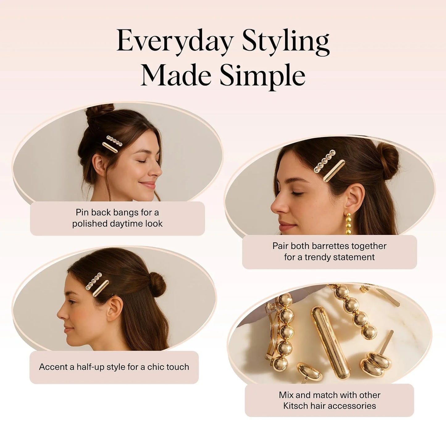 Kitsch Spiral Bobby Pins - Hair Accessories For Women - Brown, 3pcs
