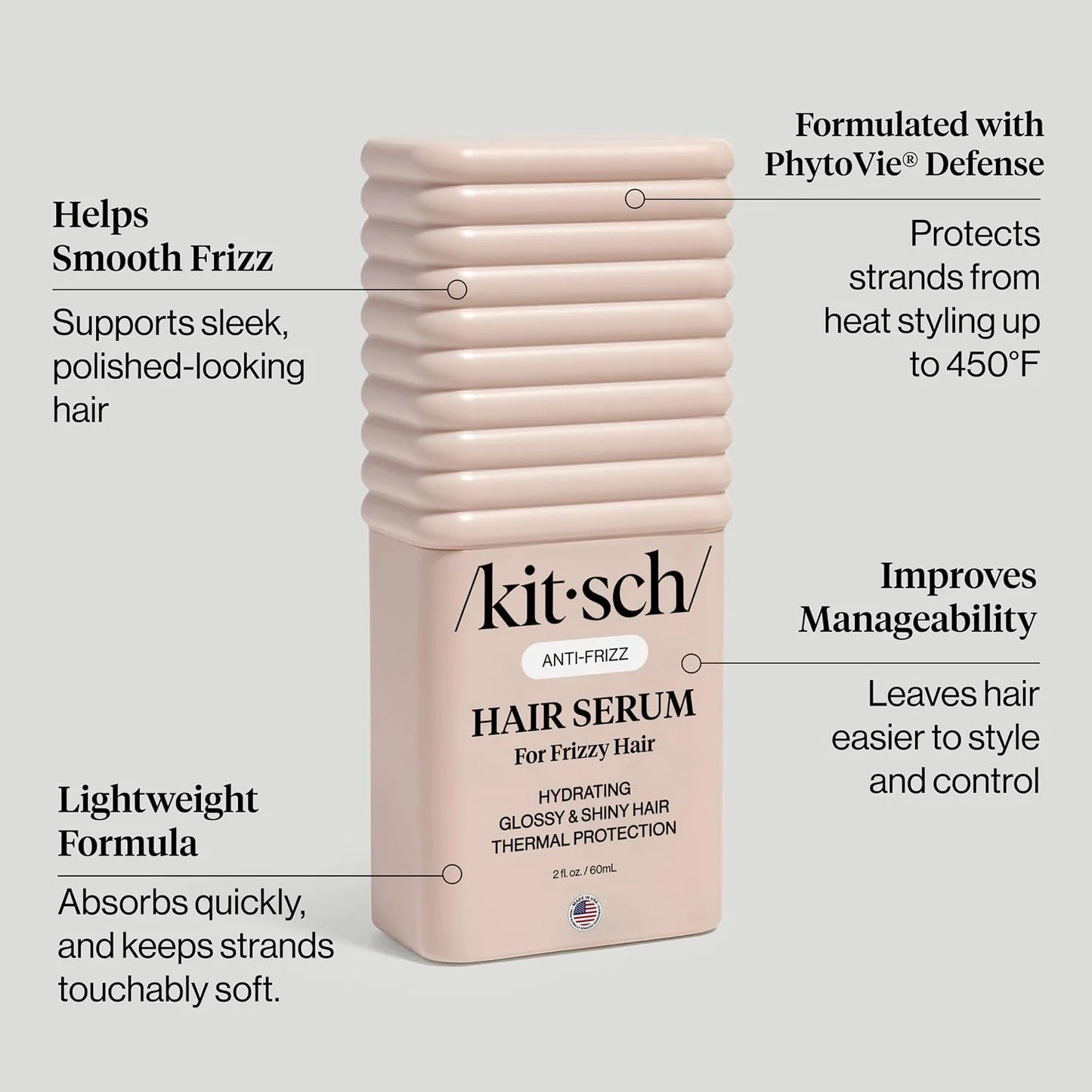 Kitsch Hair Serum For Frizzy Hair – With 450°F Thermal Protection - 2oz