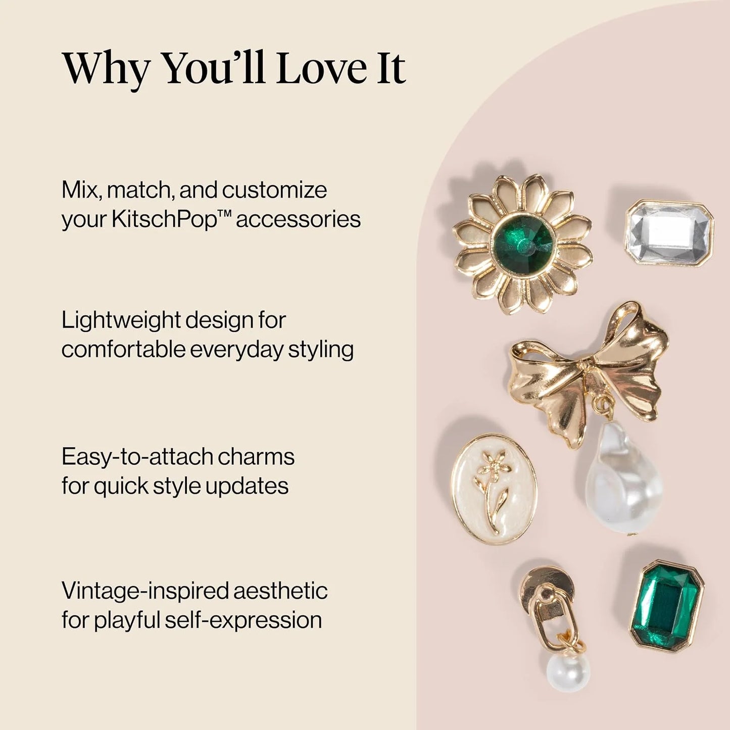 KitschPop™ Charm Sets - Vintage Emerald, 6pcs