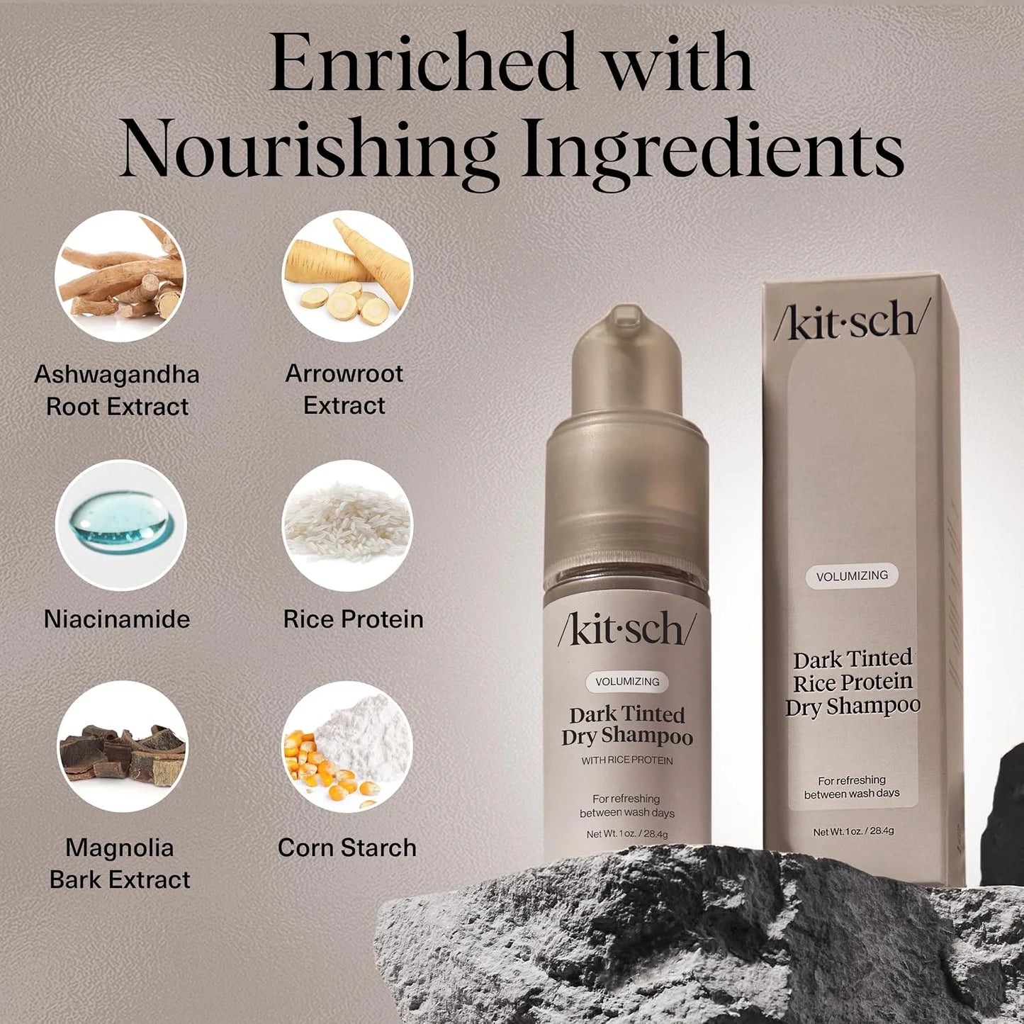 Kitsch Volumizing Rice Protein Dry Shampoo Powder Pump - Invisible 1oz