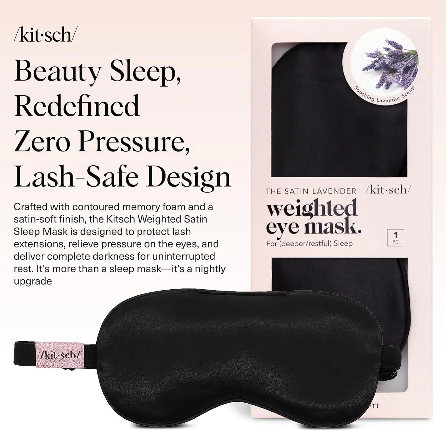 Kitsch Contour Satin Sleep Mask | Eye Masks for Sleep - Charcoal