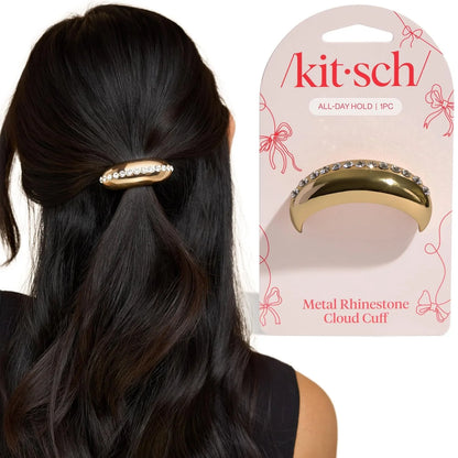 Kitsch Medium Hair Cuffs Hair Ties For Women - Black and Tort, 2pcs