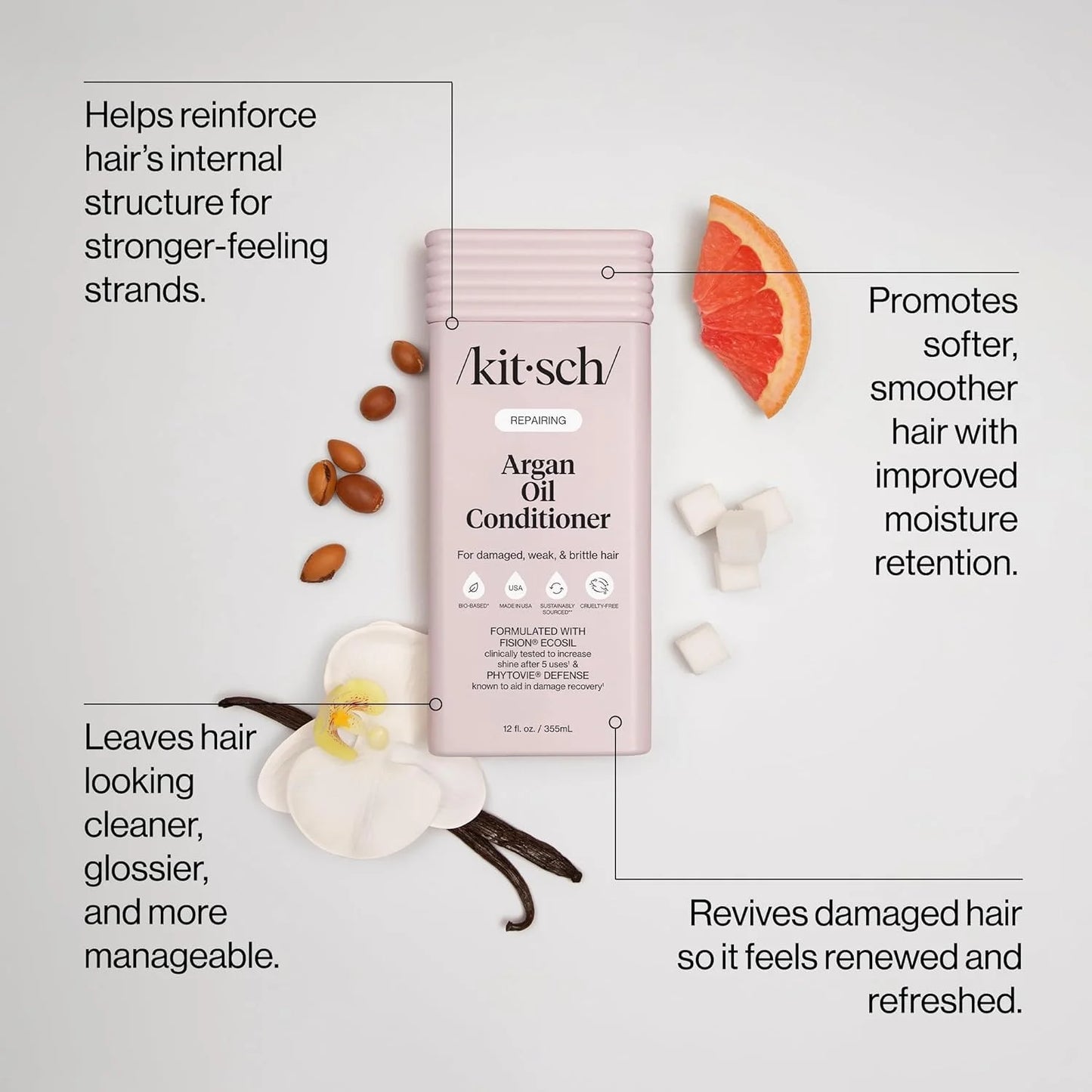 Kitsch Argan Oil Conditioner for Hair Growth – Made in USA, 12 oz