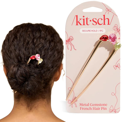 Kitsch Mini Metal French Hair Pin & Hair Clips for Women - Silver, Set of 3